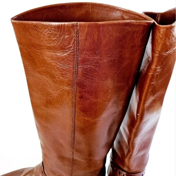 Etienne Aigner Vintage Alexis Brown Leather Harness Equestrian Riding Boots 7 - Picture 11 of 16